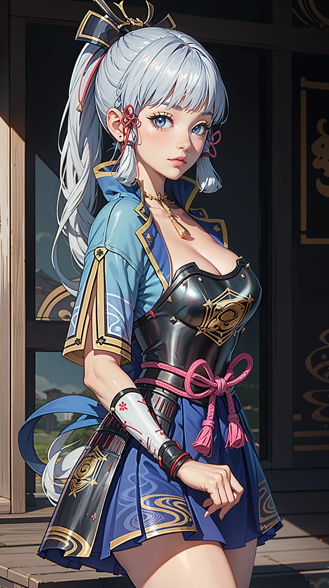 Kamisatoayakadef, slim body, blush, large breast, detailed face, ultra detail, 8k, best quality
