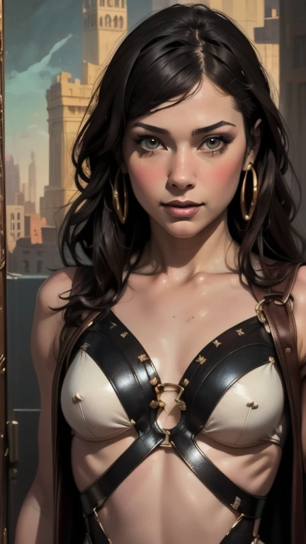 {{{highest quality}}}, {{Very detailed}}, {{Very delicate and beautiful}}, (highest quality, In 8K, 32k, )、realistic oil painting 、Costume made from string and metal rings
