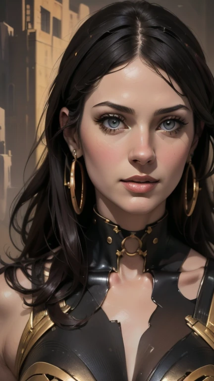 {{{highest quality}}}, {{Very detailed}}, {{Very delicate and beautiful}}, (highest quality, In 8K, 32k, )、realistic oil painting 、Costume made from rubber and metal rings
