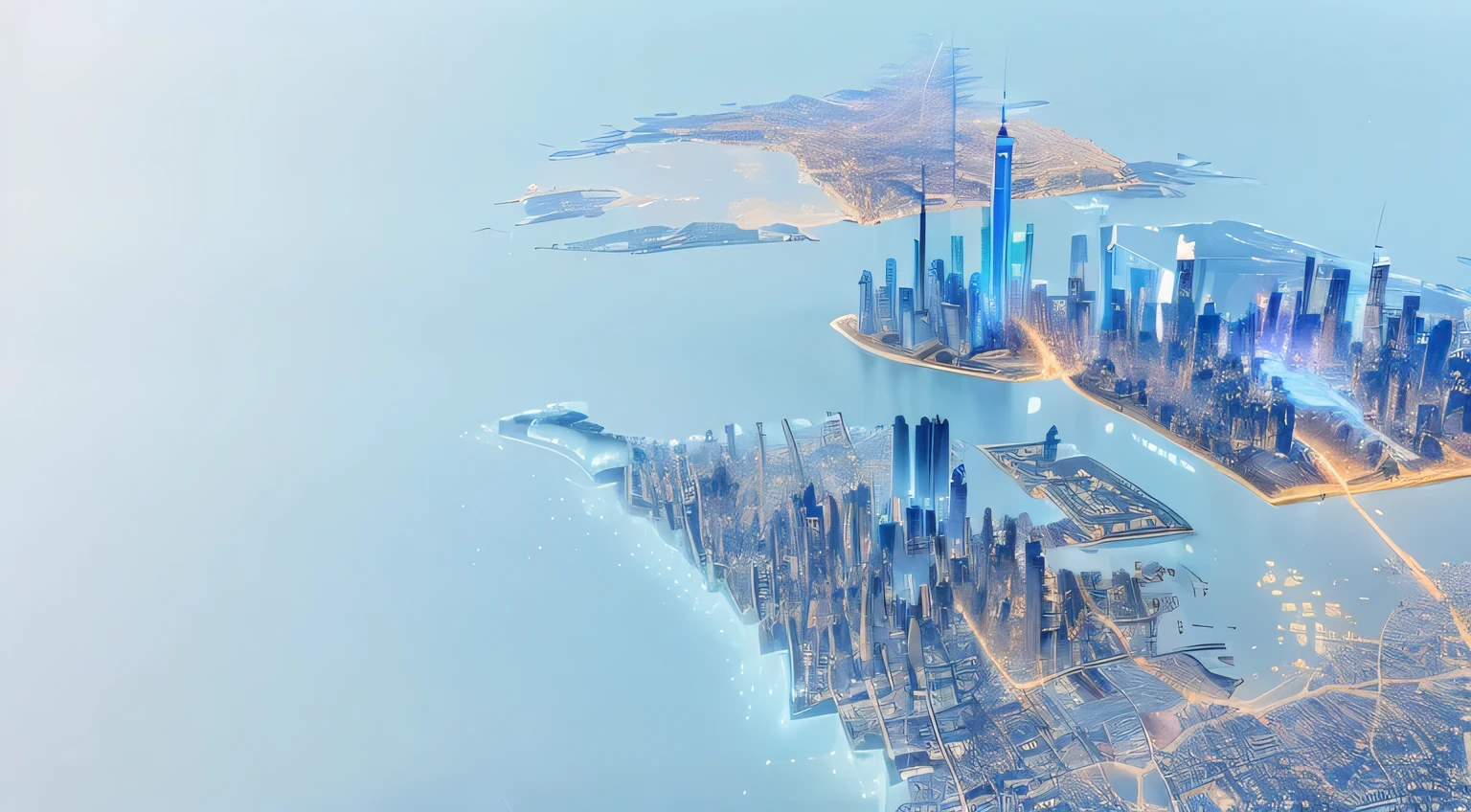 The city of Alafud has many buildings and many lights, New York City in 2100, new york in the future, tectonic cityscape, Vast and detailed layered city, Beautiful 3D map, Future Cityscape, Aerial view of cyberpunk city, 3D City, A vision of the city of the future, Ultra Future City