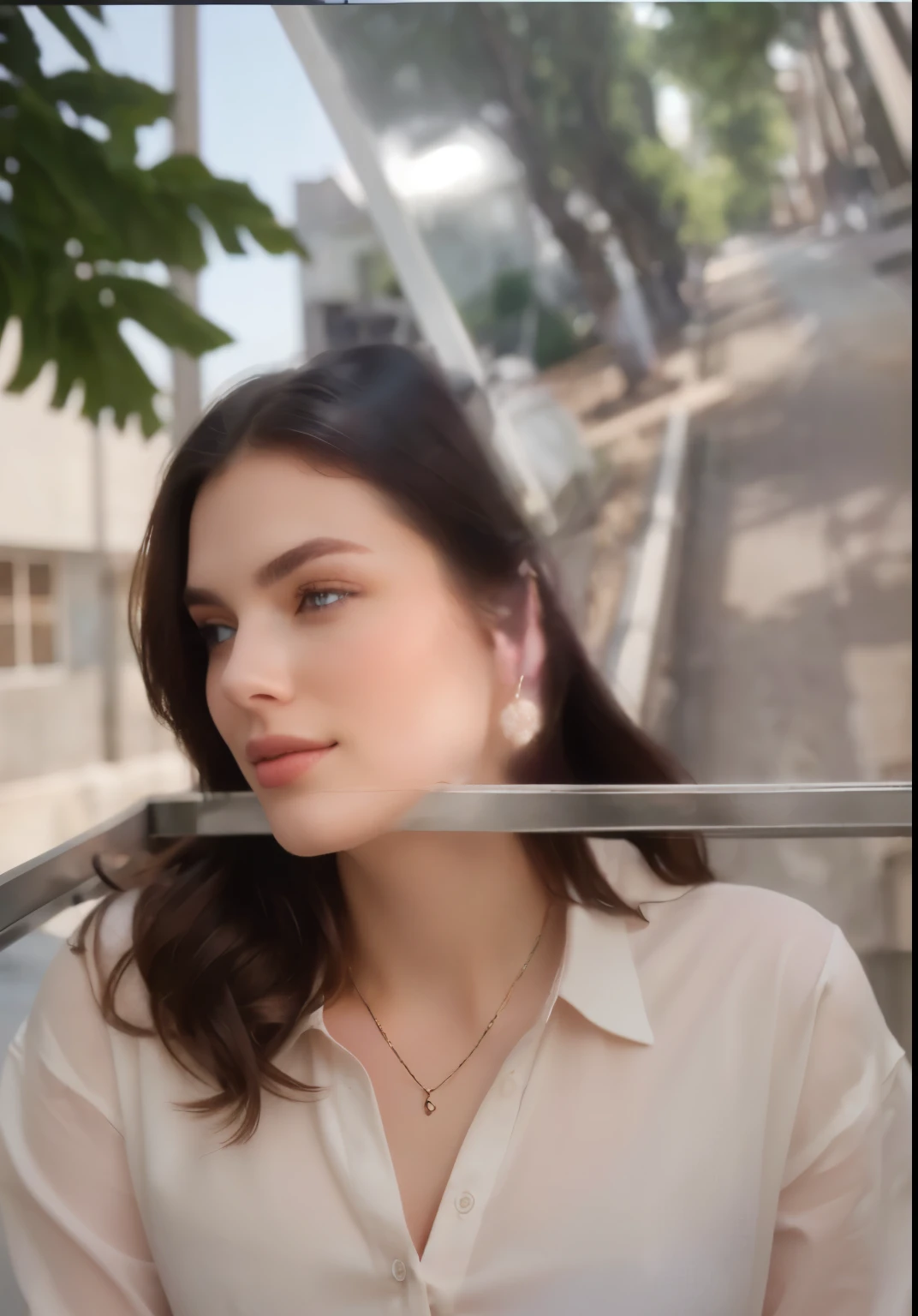 Beauty，Look at the lens，Chest shirt