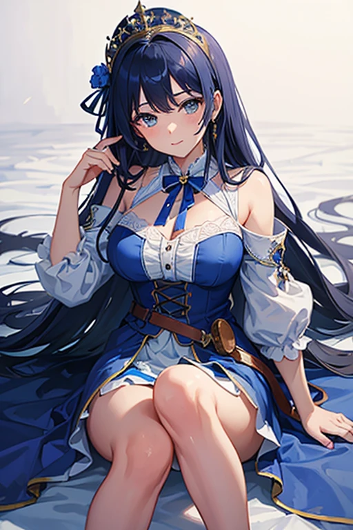 (masterpiece), (highest quality), (Super detailed),Girl in a blue medieval dress