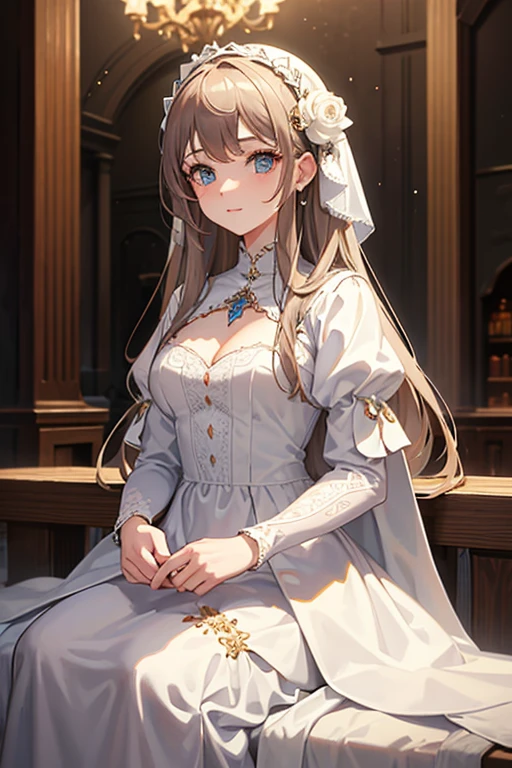 (masterpiece), (highest quality), (Super detailed),Girl in white medieval dress
