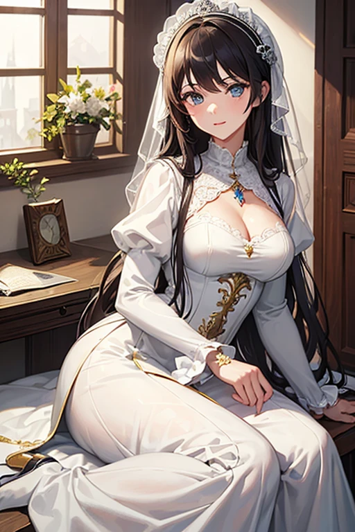 (masterpiece), (highest quality), (Super detailed),Girl in white medieval dress