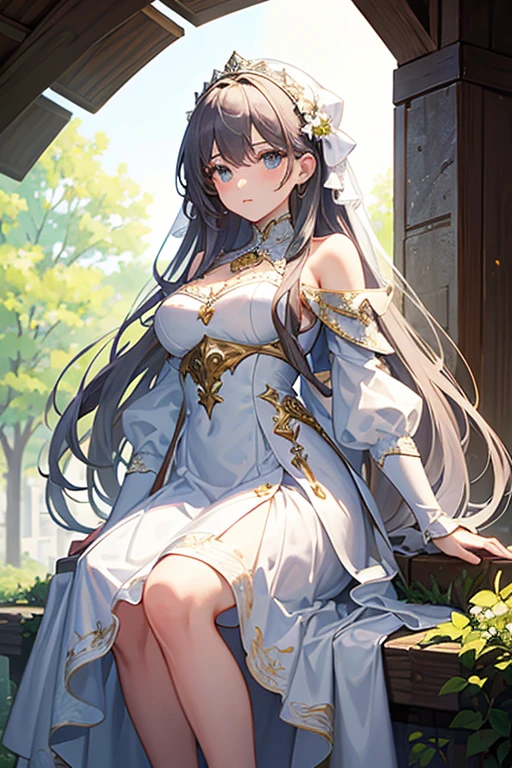 (masterpiece), (highest quality), (Super detailed),Girl in white medieval dress
