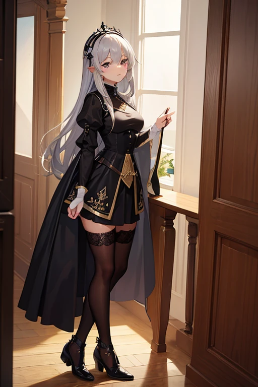 (masterpiece), (highest quality), (Super detailed),Girl in a black medieval dress