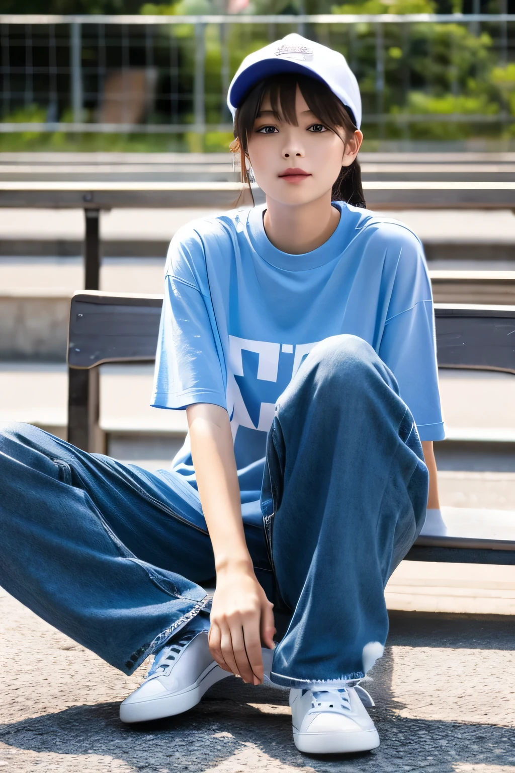 whole body, skateboard, Beauty, cap