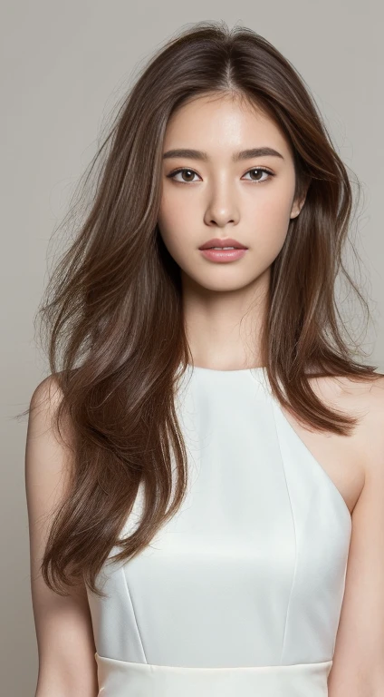 ((highest quality, 8k, masterpiece:1.3)), concentrated: 1.2, Perfect body beauty: 1.4, Hips: 1.2, Layered Haircut, Highly detailed face and skin texture, Delicate eyes, double eyelid, White skin, Long brown hair、slim、thin、Model Body Type