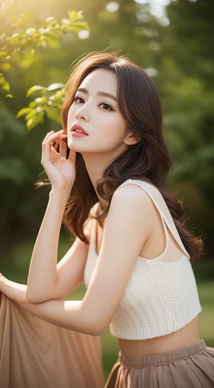 highest quality、masterpiece、超A high resolution、Full body portrait、(Photorealistic:1.4)、Raw photo、Tea Woman、Detailed facial texture、Slit Skirt