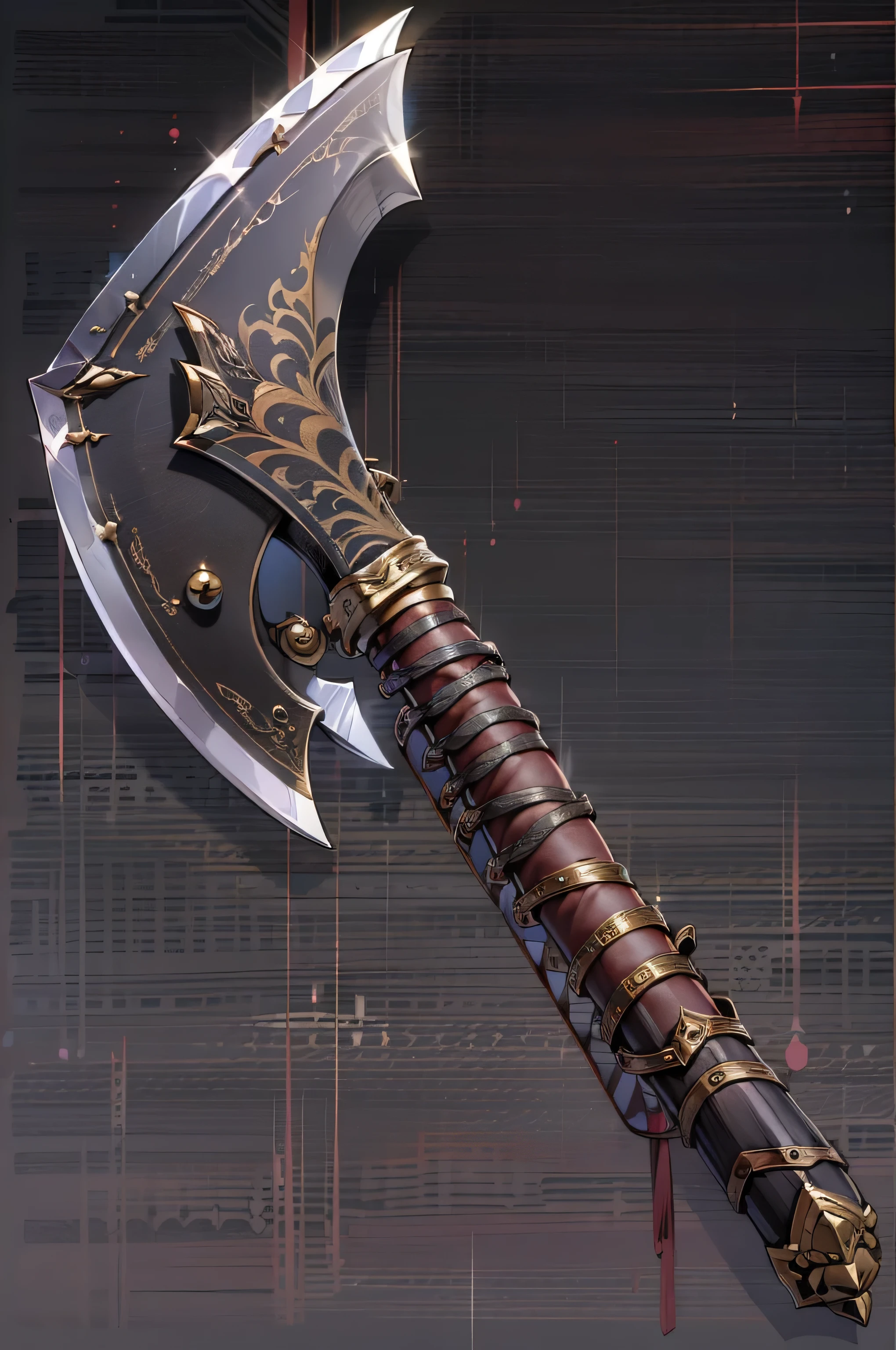 (((best quality))), (((masterpiece))), Weapons to be included in the Weapon Encyclopedia, A double-edged ax weapon with a large blade., white background