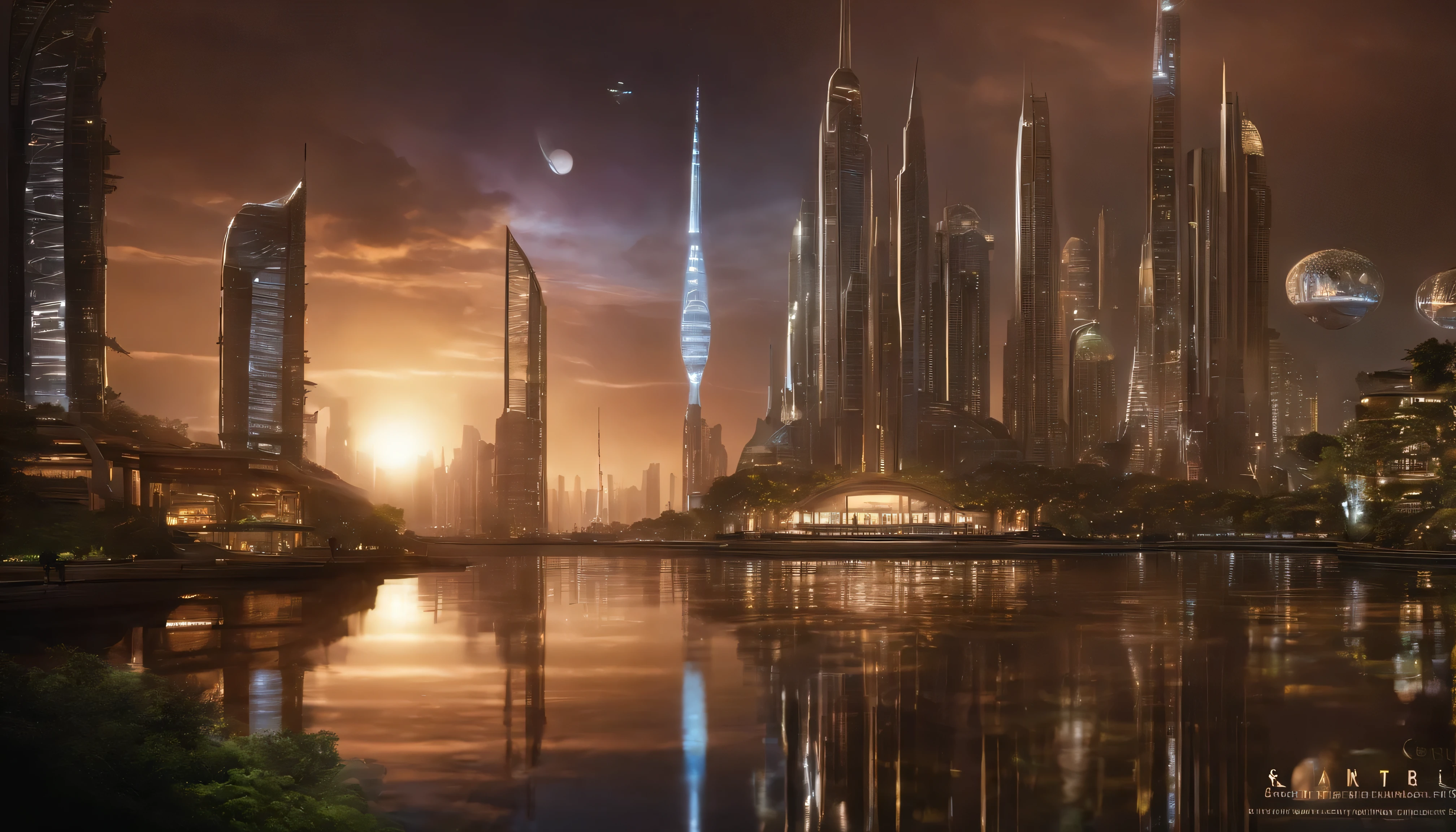 Space City、Future City、alien、Floating in space、cyber punk、A row of skyscrapers、Space Station、highest quality、masterpiece、24century、dream、Utopian、Earth、The world of dreams、Fantasy、𝓡𝓸𝓶𝓪𝓷𝓽𝓲𝓬、Beautiful City