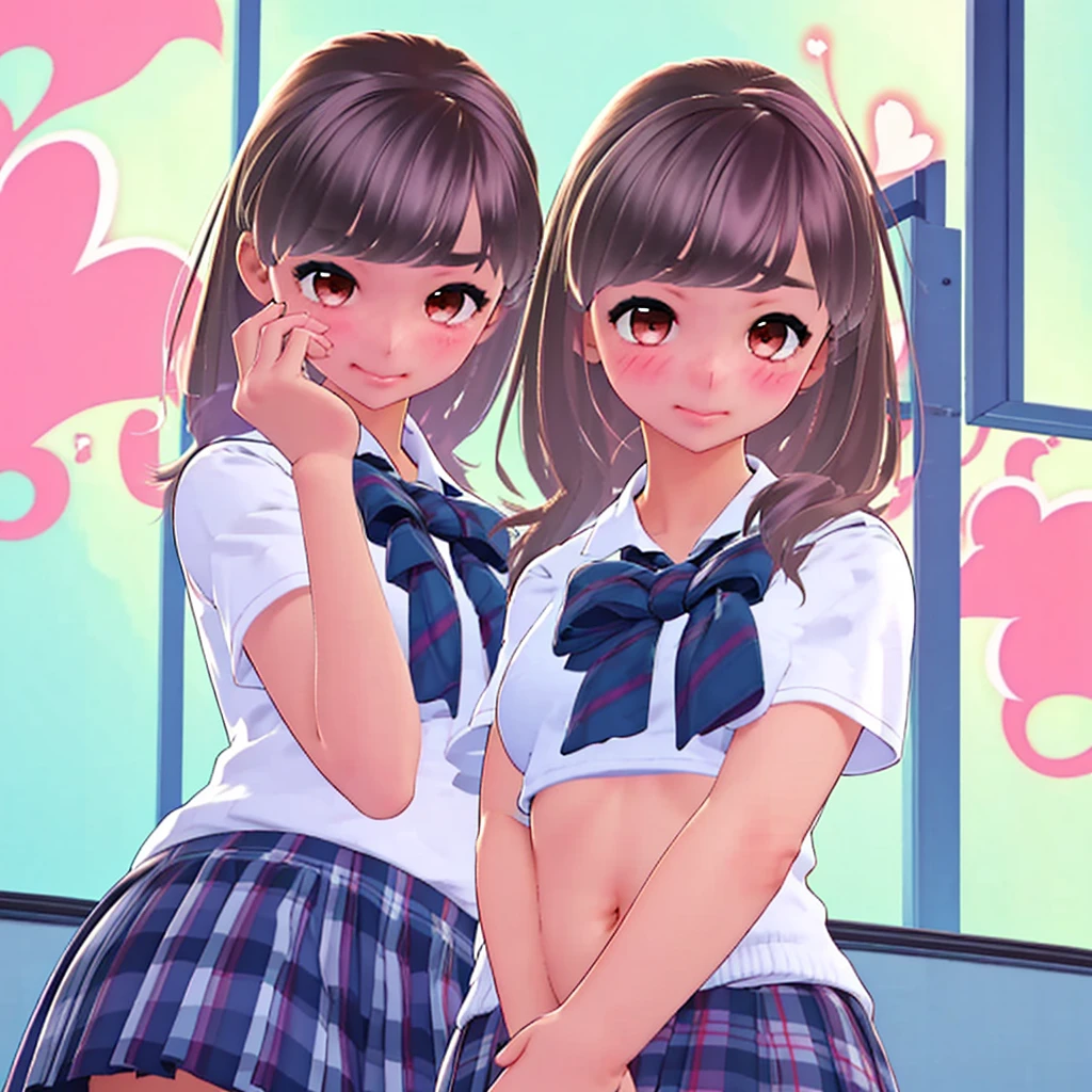 Blushing、High school girl with stomach ache
