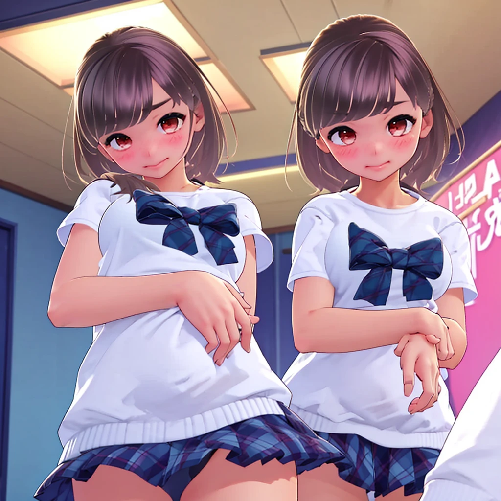 Blushing、High school girl with stomach ache