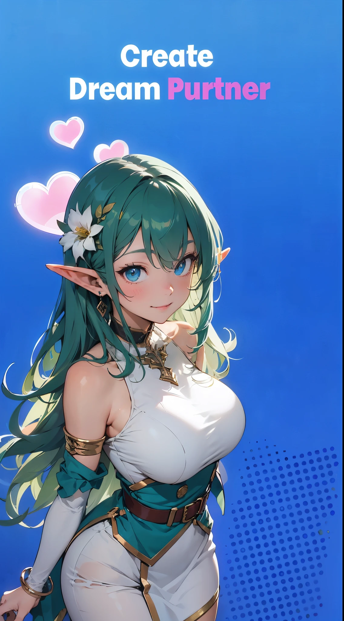 (((blue background))),masterpiece, top quality, best quality, official art, beautiful and aesthetic, animation ,(one elf:1.2), beautiful facial features, beautiful green eyes, very long blue hair, pointy ears, (blue elf clothes:1.2),blue elf foot rings, blue elf bracelet, blue elf earrings, flower hair ornament, flower necklace, (very less clothes), bare shoulders, big breast, smile, gentle, looking at viewer, window, potion, (herbal liquid:1.1), forest background, grass, flowers, (indoor:1.1), herb-medicine, medicine bottle, bright, day, (facial lighting),(((blue background)))