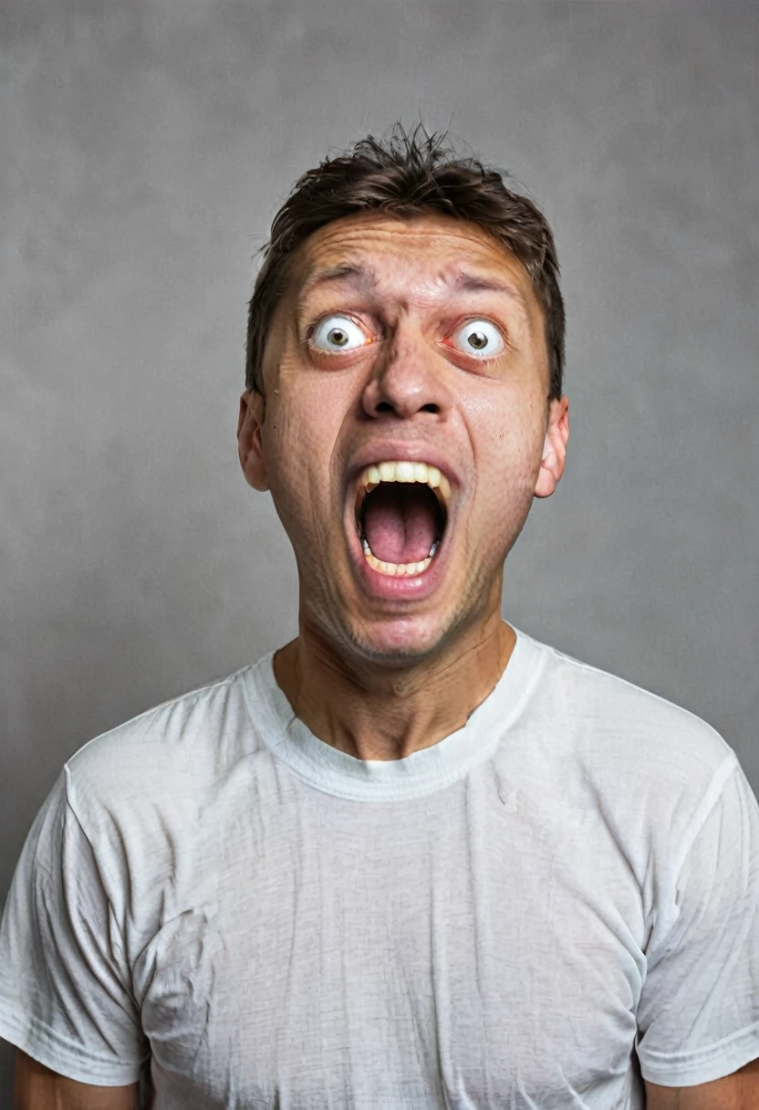 man with facial expression of astonishment, mouth open