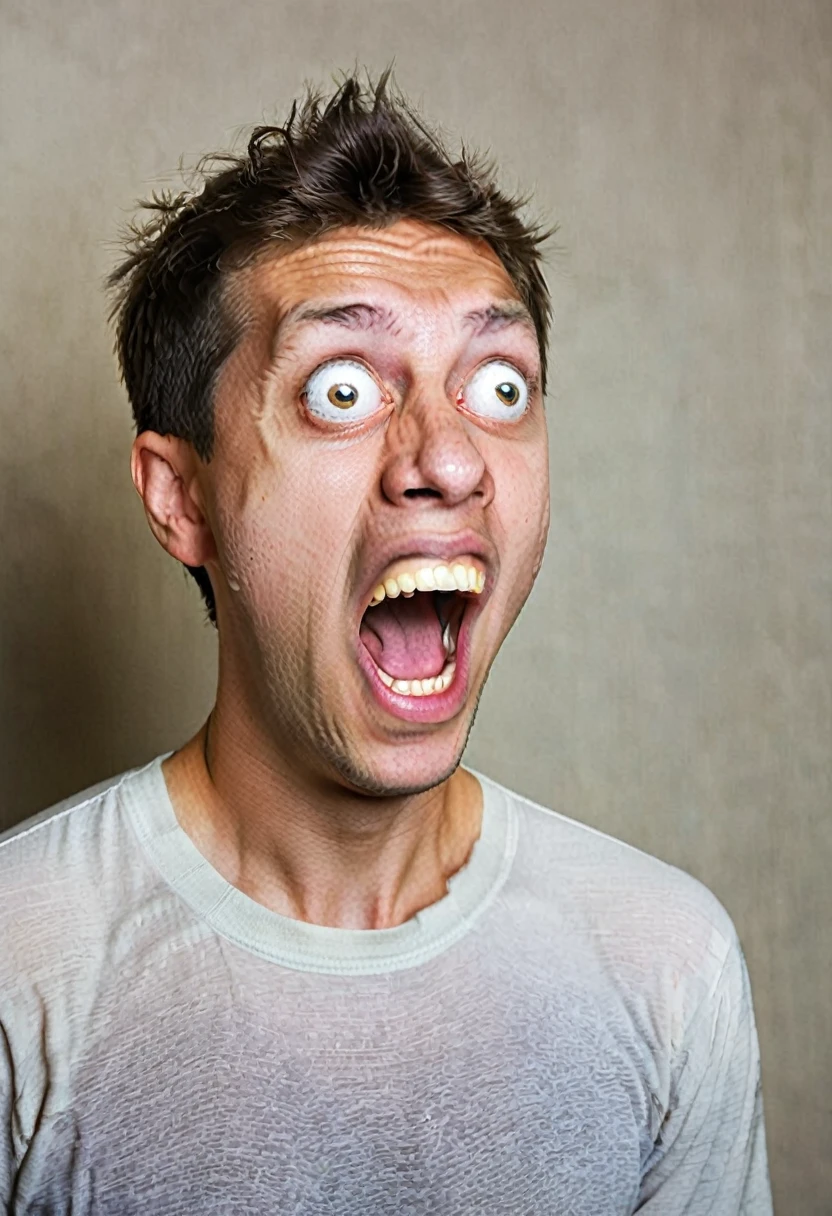 man with facial expression of astonishment, mouth open