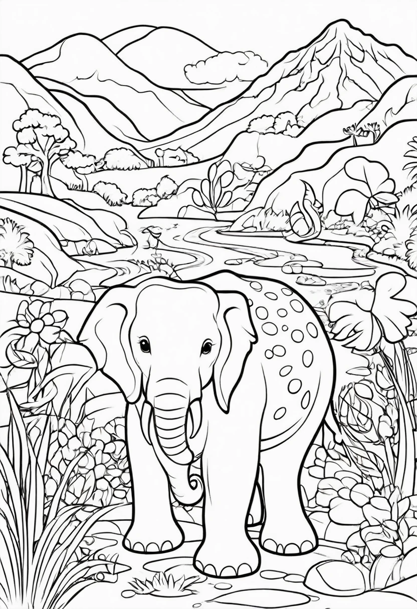 Coloring book for kids, animals no color
