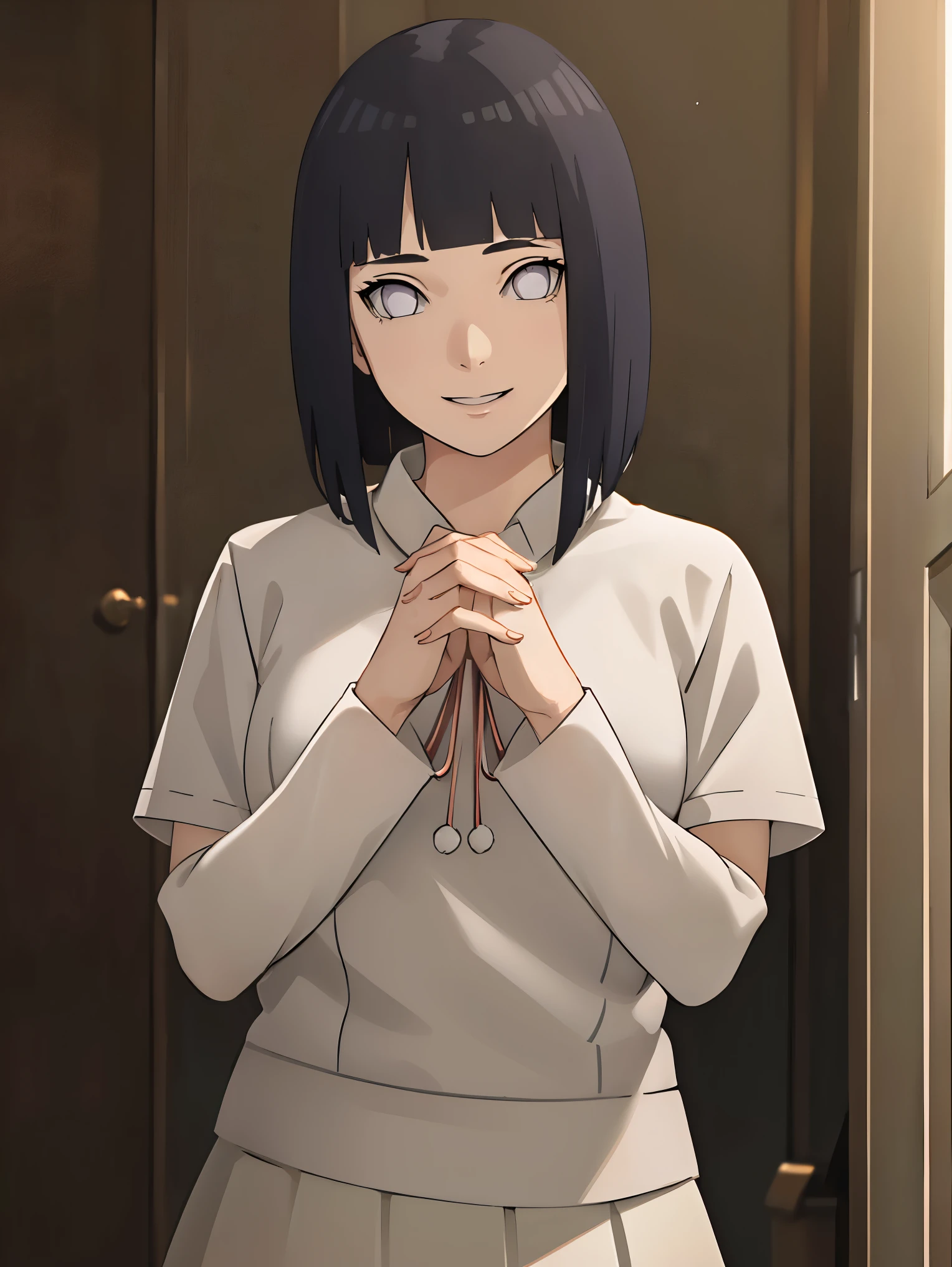hinata\(boruto\), 1girl, solo,mature female,
BREAK (ribbon, , shirt, short sleeves, skirt, thighhighs, white shirt, white skirt:1.2),
BREAK expressive eyes, perfect face, upper Big body, smile, looking at viewer,
BREAK (masterpiece:1.2), best quality, high resolution, unity 8k wallpaper,NSFW ,(illustration:0.8), extremely detailed face, perfect lighting, extremely detailed CG, (perfect hands, perfect anatomy),