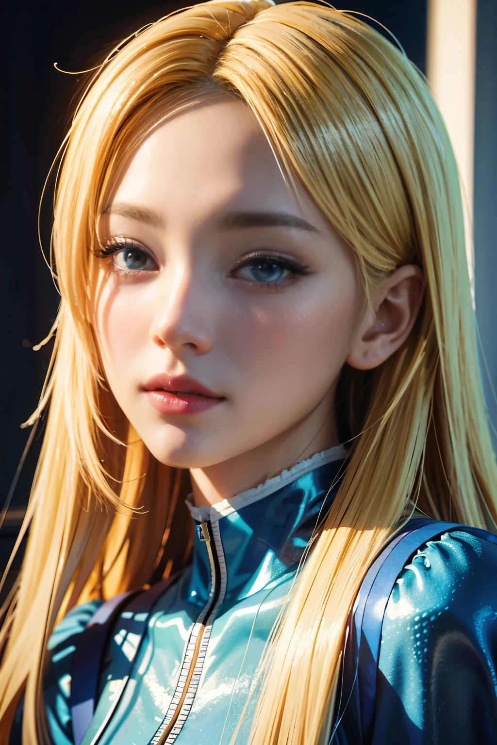 blond woman with long hair and blue dress posing for a picture, realistic anime artstyle, photorealistic anime girl render, smooth anime cg art, anime realism style, realistic artstyle, realistic young anime girl, gorgeous digital painting, realistic anime 3 d style, beautiful anime portrait, realistic anime art style, closeup character portrait, 3 d anime realistic, anime style portrait