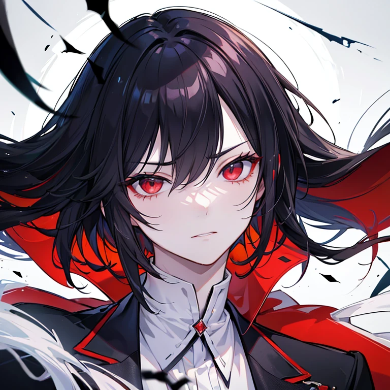 In the mafia-themed portrayal, Kaedehara Kazuha's appearance takes on a captivating yet ominous allure. His hair, a snowy white with subtle crimson highlights, flows in sleek strands, adding an air of sophistication to his enigmatic presence. His eyes, a deep crimson reminiscent of smoldering embers, pierce through the darkness with an intensity that commands attention. Sharp features, including a defined jawline and high cheekbones, give him a commanding presence within the clandestine world of the mafia. Dressed in impeccably tailored suits that hint at his status and influence, Kazuha exudes an aura of danger and allure, drawing others into his web with his quiet charisma and calculated demeanor.