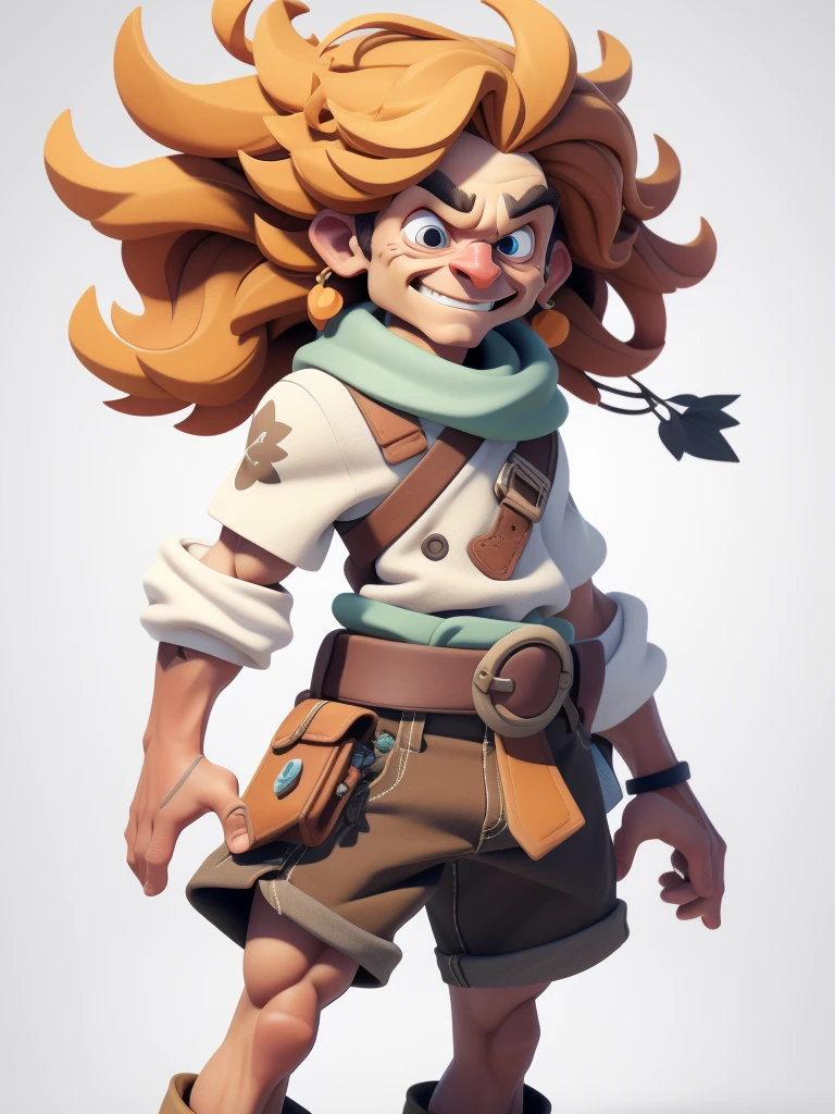 1 Original boy，Full body portrait，（European and American cartoon Q version，3D Model Rendering，Primitive Savage Style），Skinny Archer，Floral Decoration，barbarian，Clash Royale Style，Cartoon model rendering，Low Poly，Highly detailed eyes、Beautiful face，Mini Dwantricate details，Full body standing，White background，masterpiece，Best quality，Optimal resolution，8k