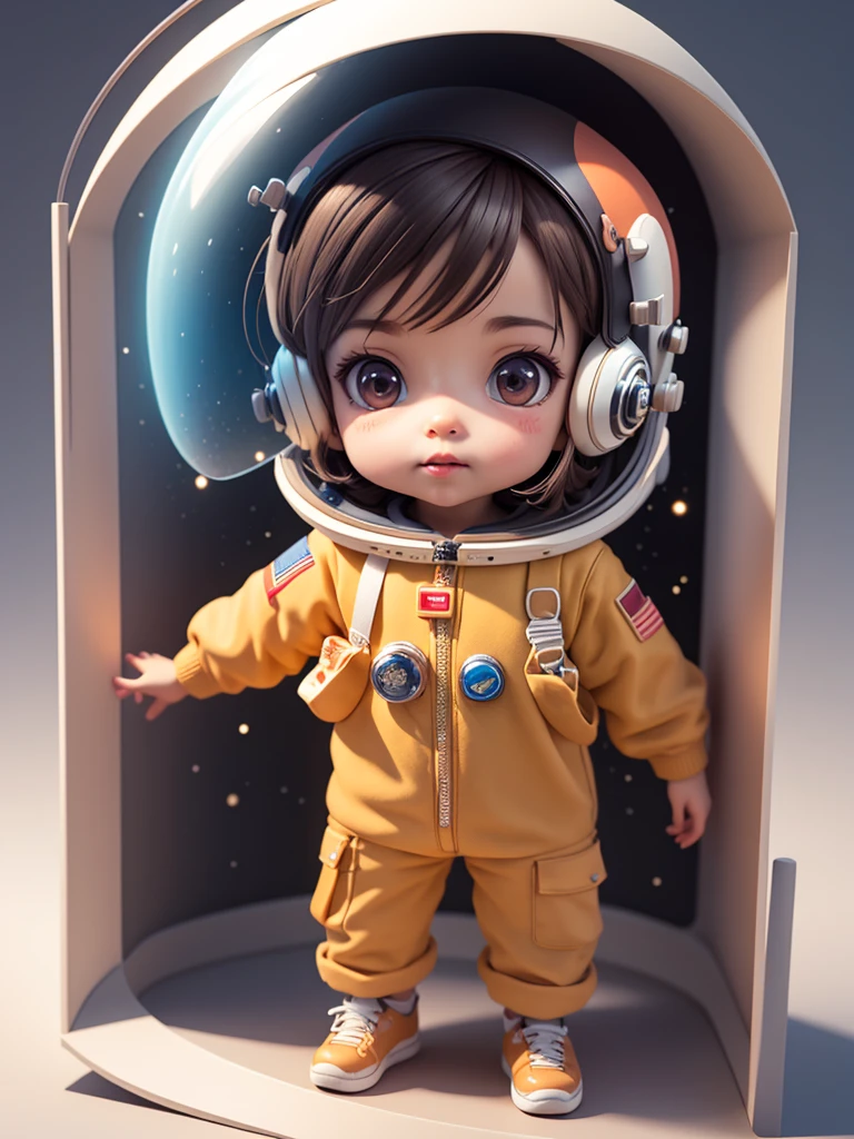 There is a white and black puppy wearing a helmet and a helmet., Cute 3d rendering, Little astronaut looking up, Portrait anime space cadet boy, Cute anime boy 3d rendering, Lovely and detailed digital art, Gorgeous Mini Chicco Male Explorer, Stylized 3D rendering, 3D 8k Rendering Character Art, Cute numbers, 3D Animation Style, Ultra-detailed performance