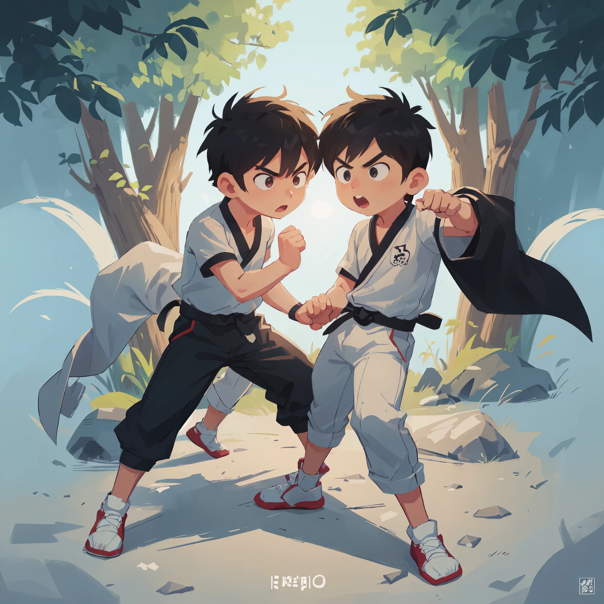 cartoon taekwondo boy with black belt and pants, taekwondo pose, fighting game character, martial art pose, merged character, taekwondo outfit, taekwondo, fighting stance, anime style character, inspired by Kanbun Master, doing martial arts, katana zero video game character, official character illustration, inspired by Gatōken Shunshi, game character, martial arts