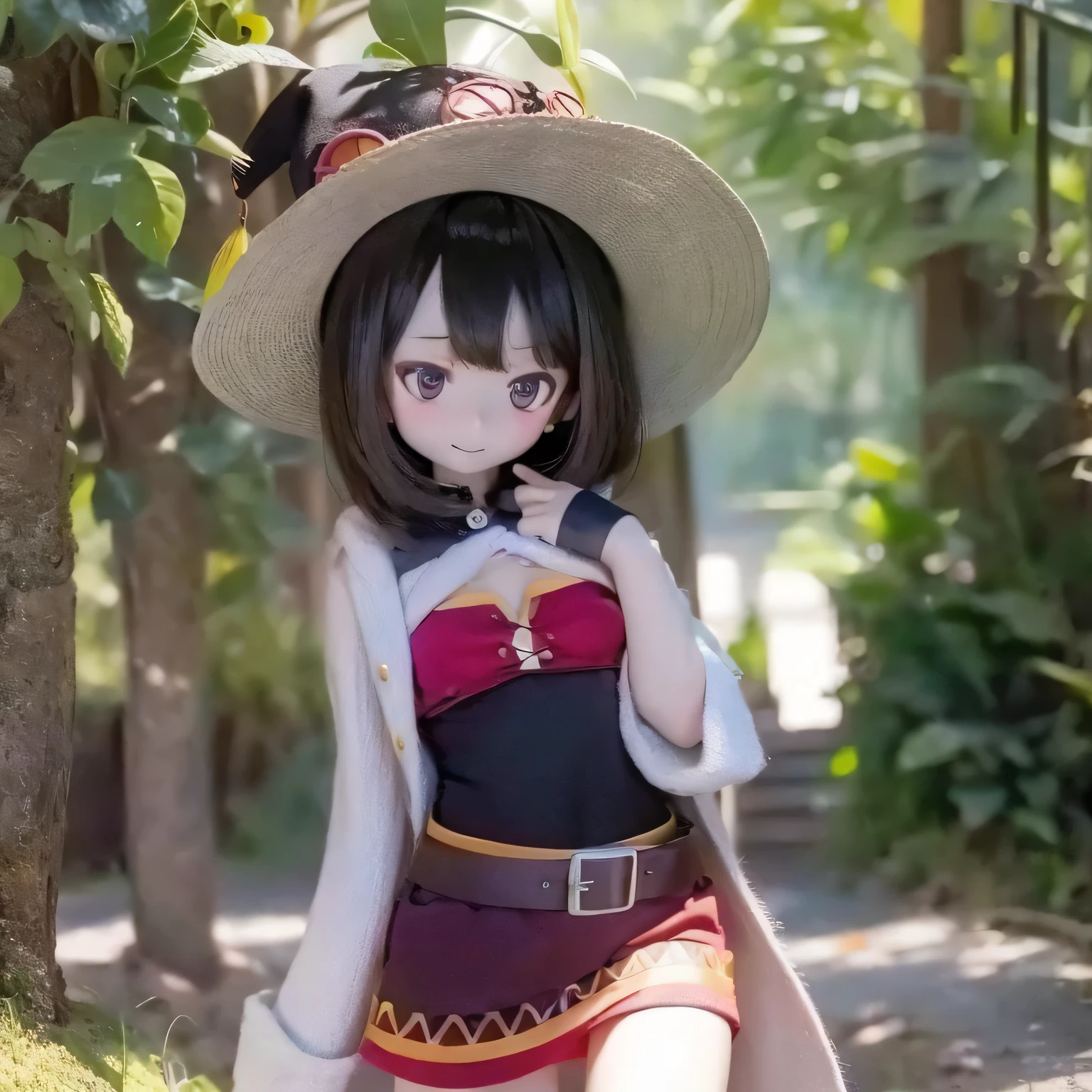 Chibi Contrapposto Big Hat Flat Chest Megumin Girl Photorealistic