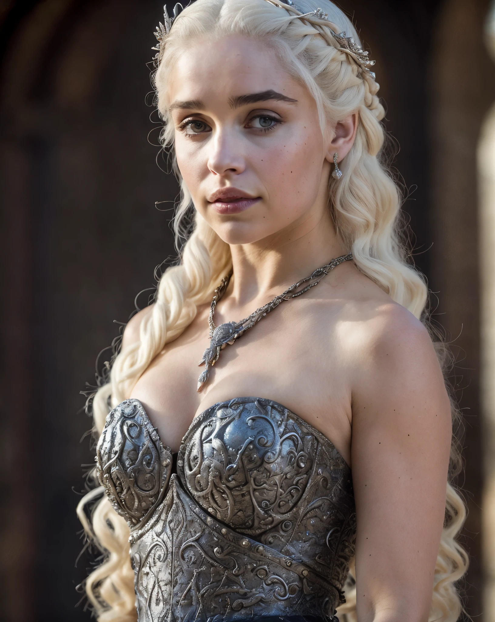 Royal Satin dress, Perfect eyes, flawless Beauty, pierced eyes, Masterpiece, Daenerys Targaryen, Gorgeous woman, queen, Queen Lady, Princess of Dragonstone, black mole on breast, The Unburnt, Queen of Meereen, Queen of the Andals, the Rhoynar and the First Men (claimant), Protector of the Seven Kingdoms (claimant), Khaleesi of the Great Grass Sea, Breaker of Shackles, Mother of Dragons, The One Who Was Promised, Lady of Dragonstone , 45 years Old, she is a Full growned lady now, beautiful mature lady, the queen, milf beauty, mature queen, Best quality, a small, charming Beauty, a captivating woman, fully ripen milf body, lustful queen, alluring appearance, unrivaled beauty, wonderful breasts, large breasts, mediaeval erotic costumes, a Game of Thrones-inspired costume, a close-up of a woman from the middle ages, Daenerys Targaryen, Daenerys, resembles Emilia Clarke, Emilia Clarke, scene from "Game of Throne," deep cleavage, warrior princess, healthy body, perfect thick body, attractive figure, fleshy body, style of "Game of Throne," beautiful lady, beautiful woman, mediaeval clothes, stunning woman, 8K, insane details, dress made of clothes and jewelry, perfect hair, styled hair, high clarity eyes, perfect hands, perfect fingers, perfect eyes