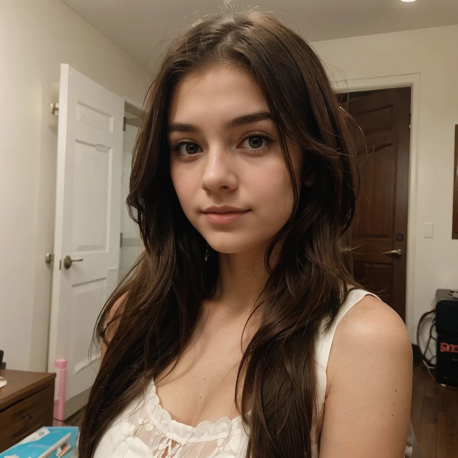 A most beautifully teenager girl with medium hair and good hight