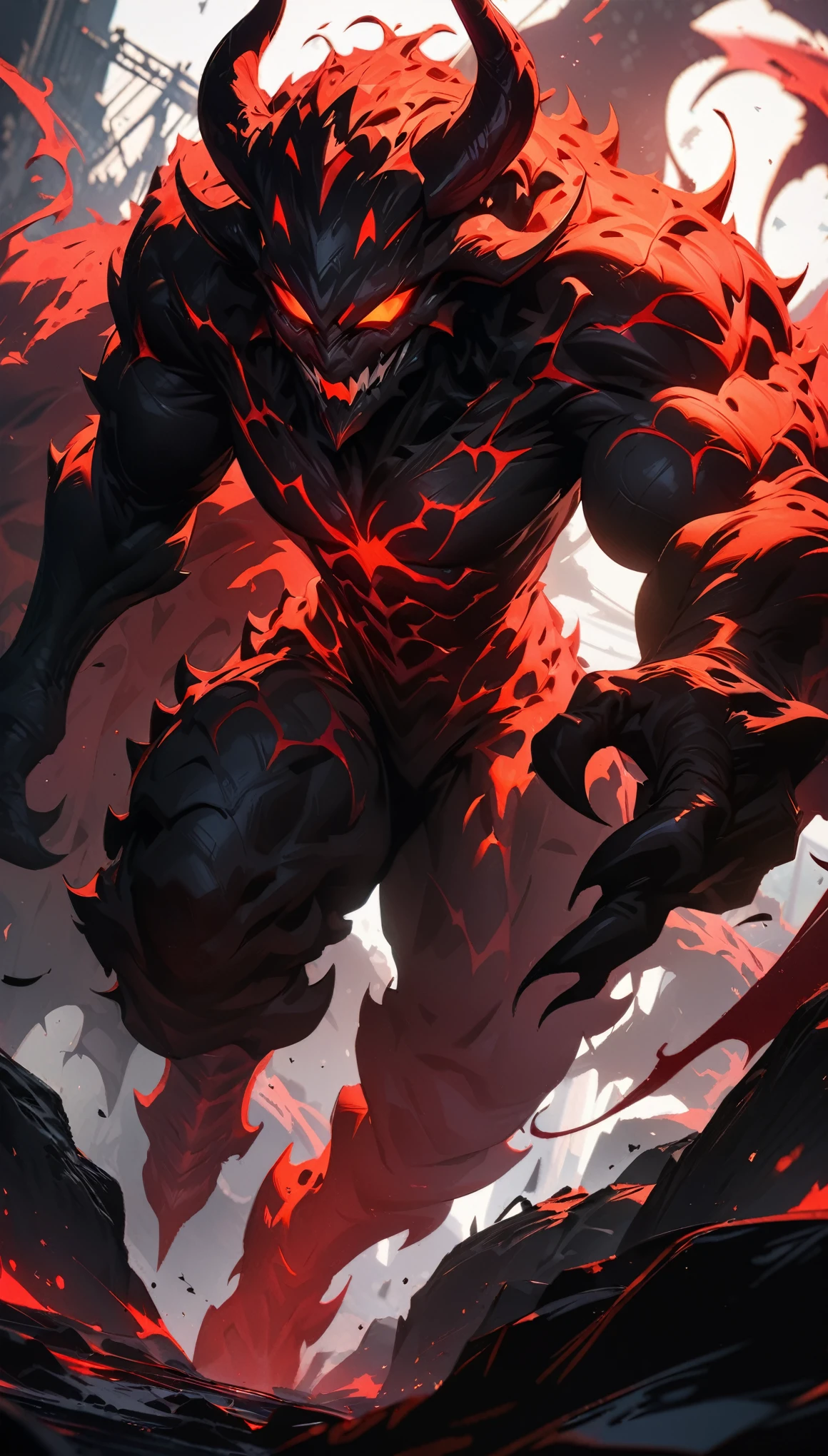 (high quality, 8k, 4K, High Detail, High Contrast, masterpiece:1.2, 最high quality, Best aesthetics), ((Variant monster)), Devil in the Lava, Red skin, Lava Body, Devil horns, ((Devil&#39;s Wings, Lava Wing)), Encased in lava, Devil&#39;s Roar, Impressive fantasy artwork, Random Pause, Dutch Angle, Lava landscape, Ultra-fine illustration.