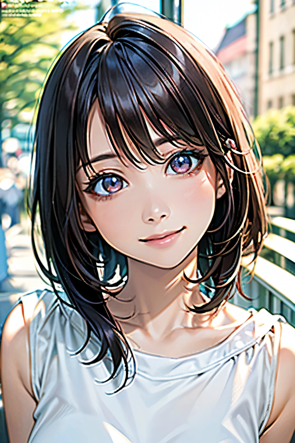 ((highest quality、8k、masterpiece、Realistic:1.4、detailed、Beautiful and detailed))、detailed肌、Beautiful and clear eyes、Natural smile、Beautiful girl with a smile、Bright sunlight, Perfect Anatomy,