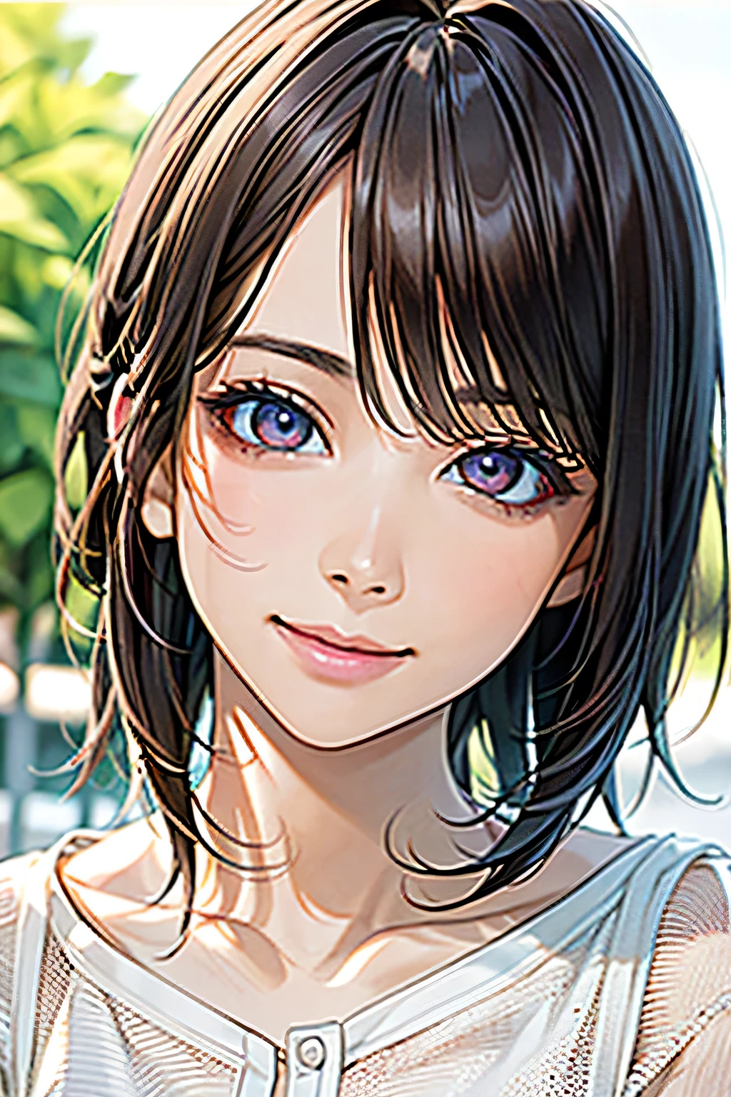 ((highest quality、8k、masterpiece、Realistic:1.4、detailed、Beautiful and detailed))、Detailed Skin、Beautiful and clear eyes、Natural smile、Beautiful girl with a smile、Bright sunlight, Perfect Anatomy,