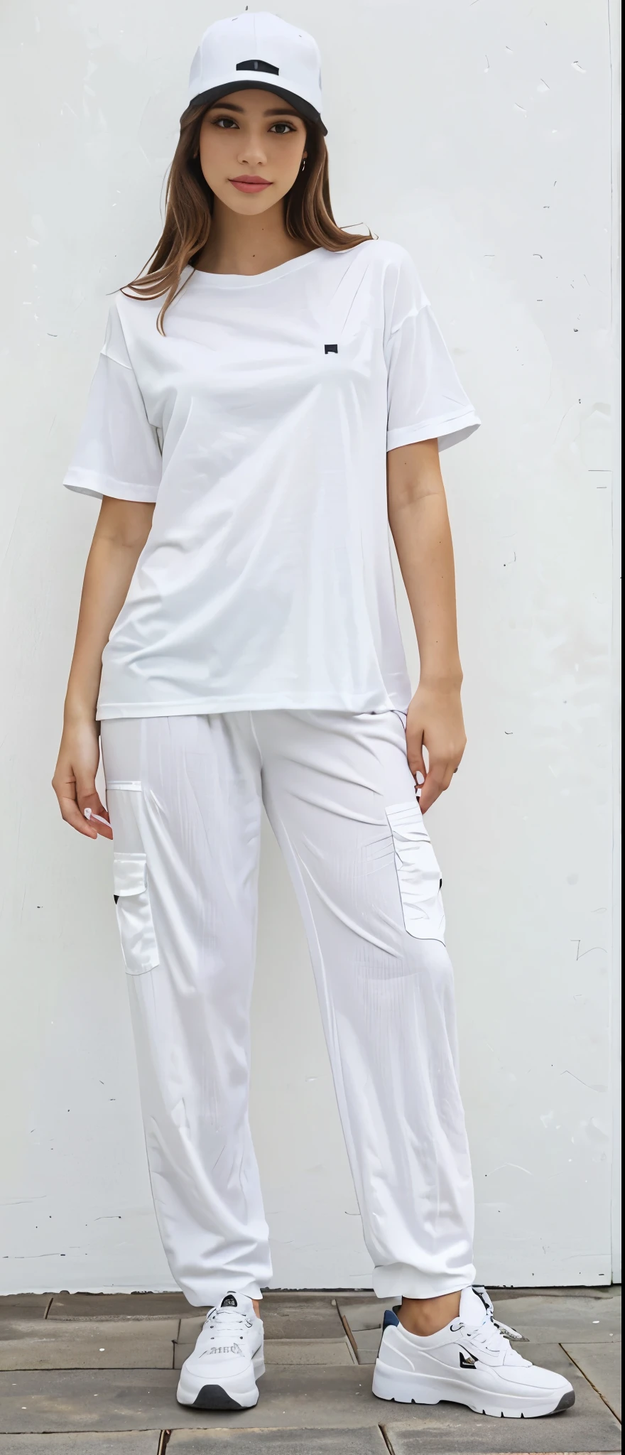 a woman branca e linda in a camisa branca and pants stands in a room, Roupas Brancas, Roupas brancas, White pants, roupa branca casual, vestido com uma camiseta branca, camiseta branca, camiseta branca, cargo pants, camiseta branca, com dois bolsos frontais, vestindo pijama branco, tudo branco, uniforme branco, trendy Roupas Brancas, roupas brancas da moda, camisa branca