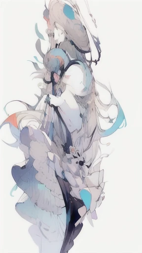 magazine,leaning buck with hands out in the air,girl from below view、succubus, twin tail hair, relax, ((((masterpiece)))), very_high_resolution, high quality, full color, large_filesize, illust,(flat color:1.5),(colorful),(Gray white background:1.3),