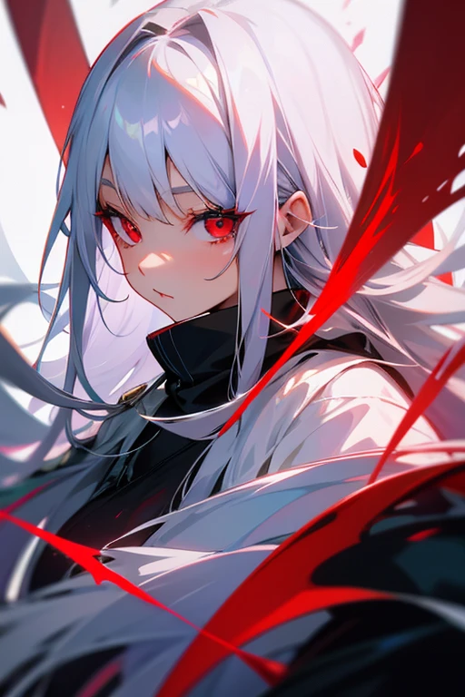 Silver Hair、Long hair、Beautiful girl with red eyes