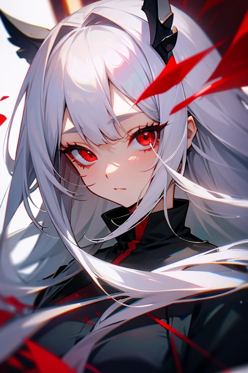 Silver Hair、Long hair、Beautiful girl with red eyes