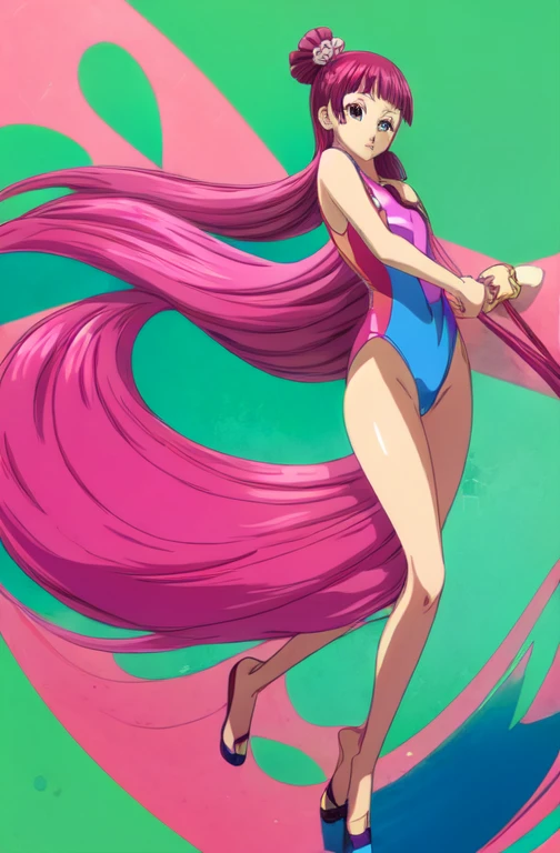 ((masterpiece)), (highest quality), (detailed), One girl,
View your viewers, (lipstick:0.75), Leaning forward,
Long pink hair, Twin tails,
Colorful thighs,
summer, Vibrant colors,
((Pink one piece swimsuit、High leg)))