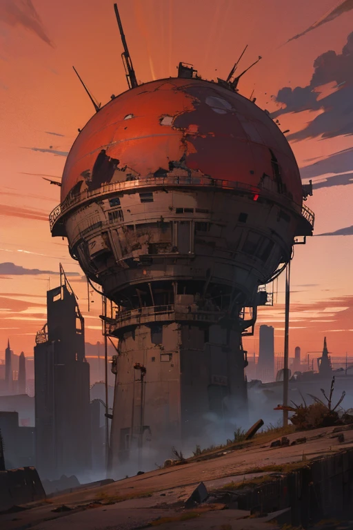 highest quality、Desolate Earth、wreckage、Red Sky、Surrealism