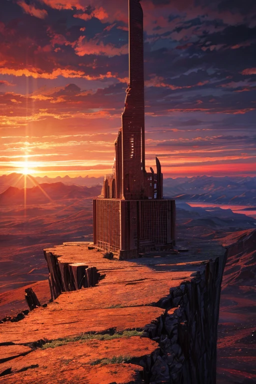highest quality、Desolate Earth、wreckage、Red Sky、Surrealism