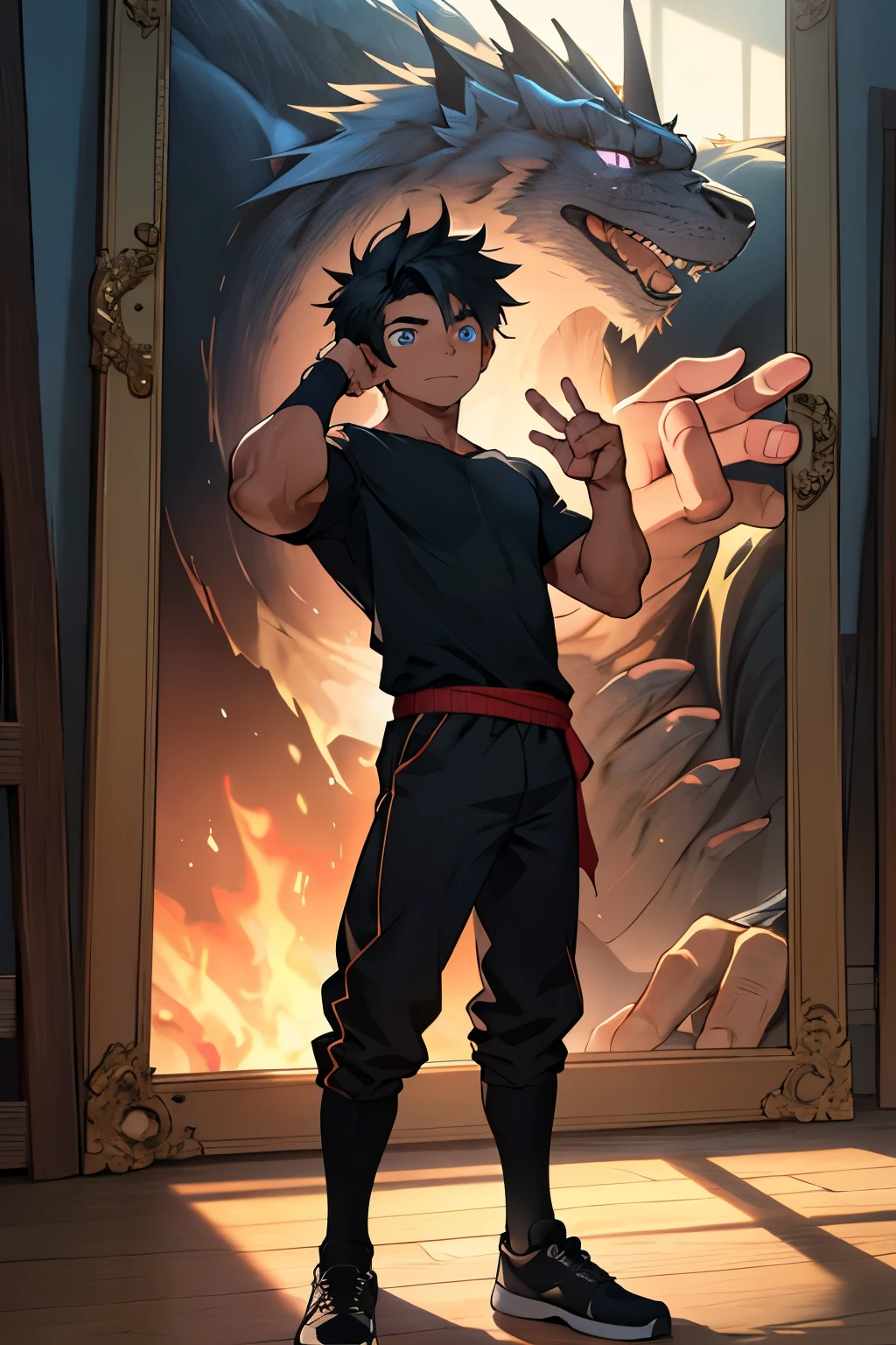 In the absolutely surreal scenario, a solo figure of a 24-year-old boy dominates the 8k, 4k high-resolution frame, showcasing the masterpiece of hyper-extreme detail: 1.2. Depicted in side view, the adult male's perfect anatomy is revealed, every muscle and curve carefully defined. With a perfect face that boasts expressive eyes and perfect eyelids, the young man's emotions are palpable.
His full body is captured in all its splendor, every line and curve meticulously rendered. The boy casually raises his hand in a gesture of approval, a thumb held up for emphasis. In the