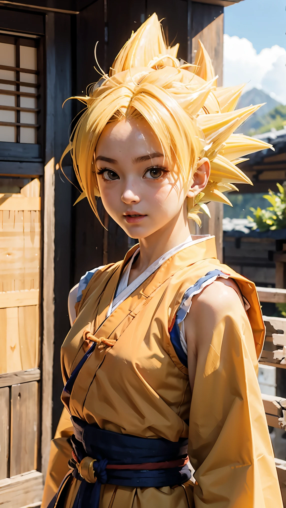 1girl, (super saiyan:1.3),hanfu,