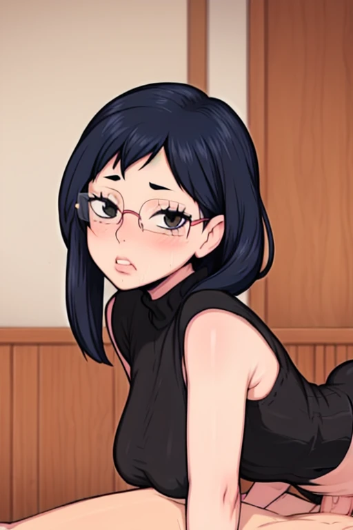 masterpiece, best quality, shimizu kiyoko, looking at viewer, blowjob, wearing glasses, have sex with man