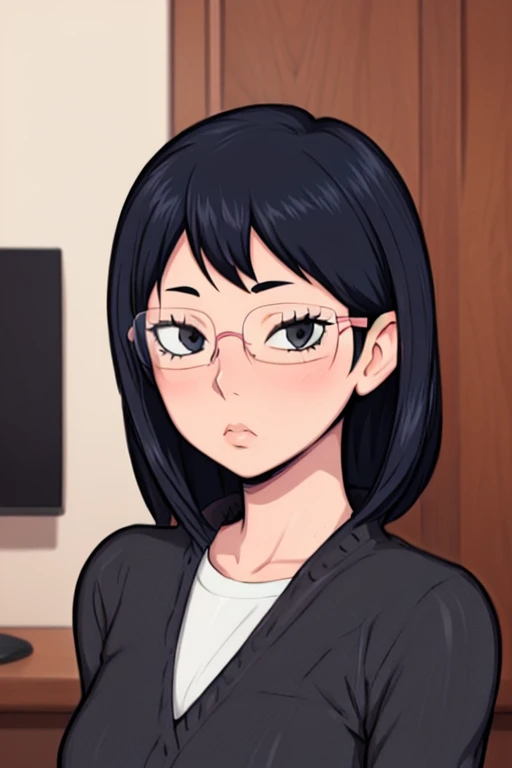 masterpiece, best quality, shimizu kiyoko, looking at viewer, potrait, wearing glasses