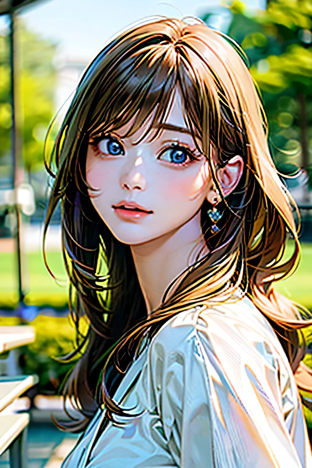 ((highest quality、8k、masterpiece、Realistic:1.4、detailed、Beautiful and detailed))、Detailed Skin、Beautiful and clear eyes、Beautiful woman、Bright sunlight, Perfect Anatomy,