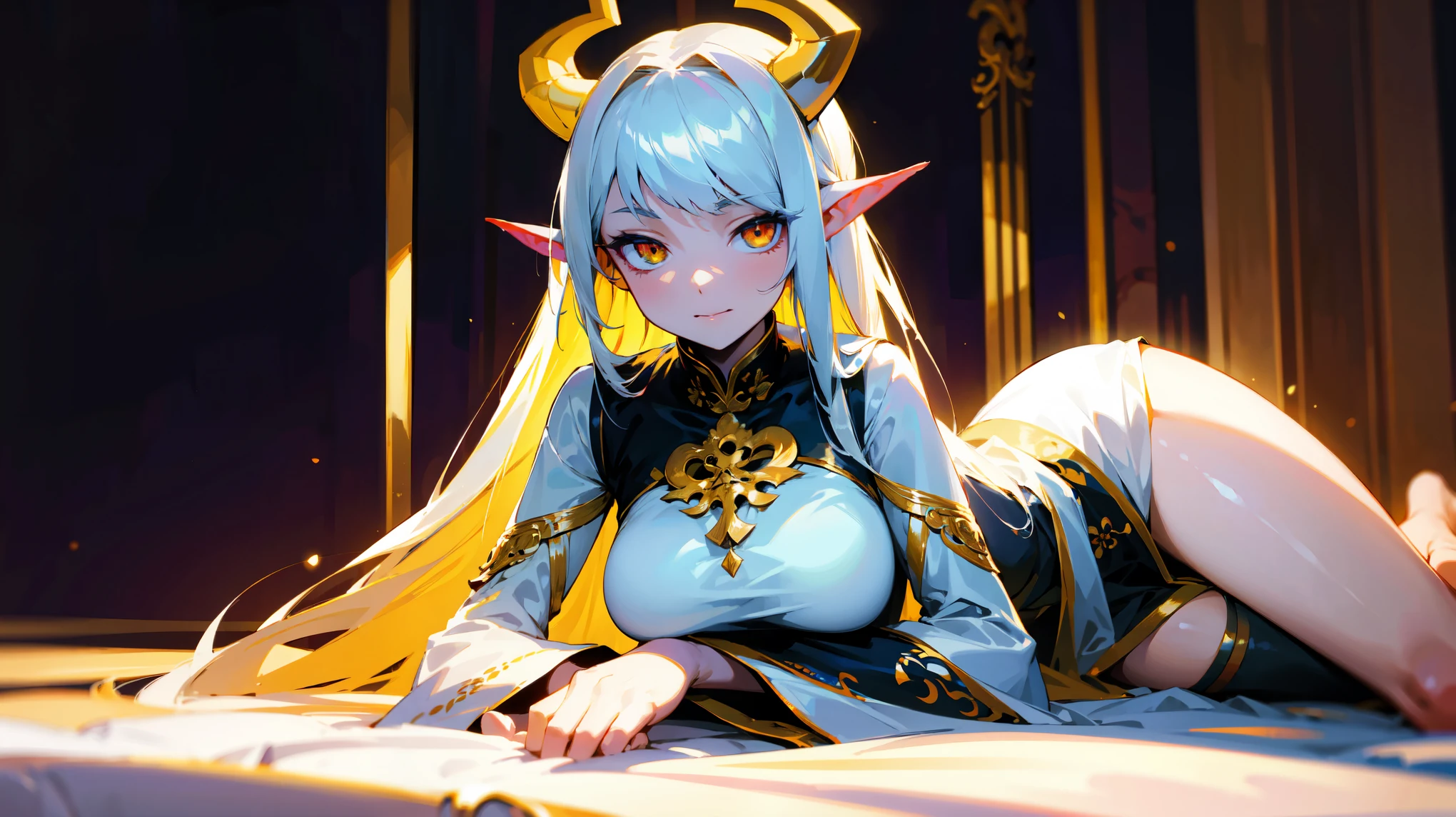 Transparent long hair、hime-cut、Golden Eyes、eye glasses、ssmile、early age girls、flat chest、Thin pubic hair、Beautiful open legs、bath robe、shrines