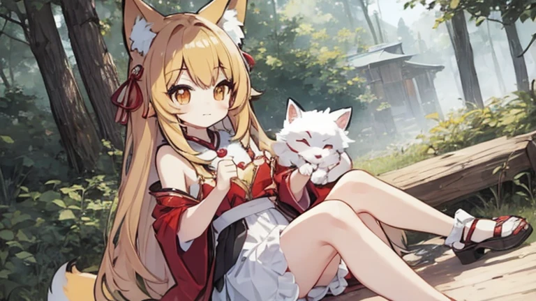 blkhanekawa, cat ears, slit pupils, very long hair, orange pajamas, off-shoulder, cleavage, cat print