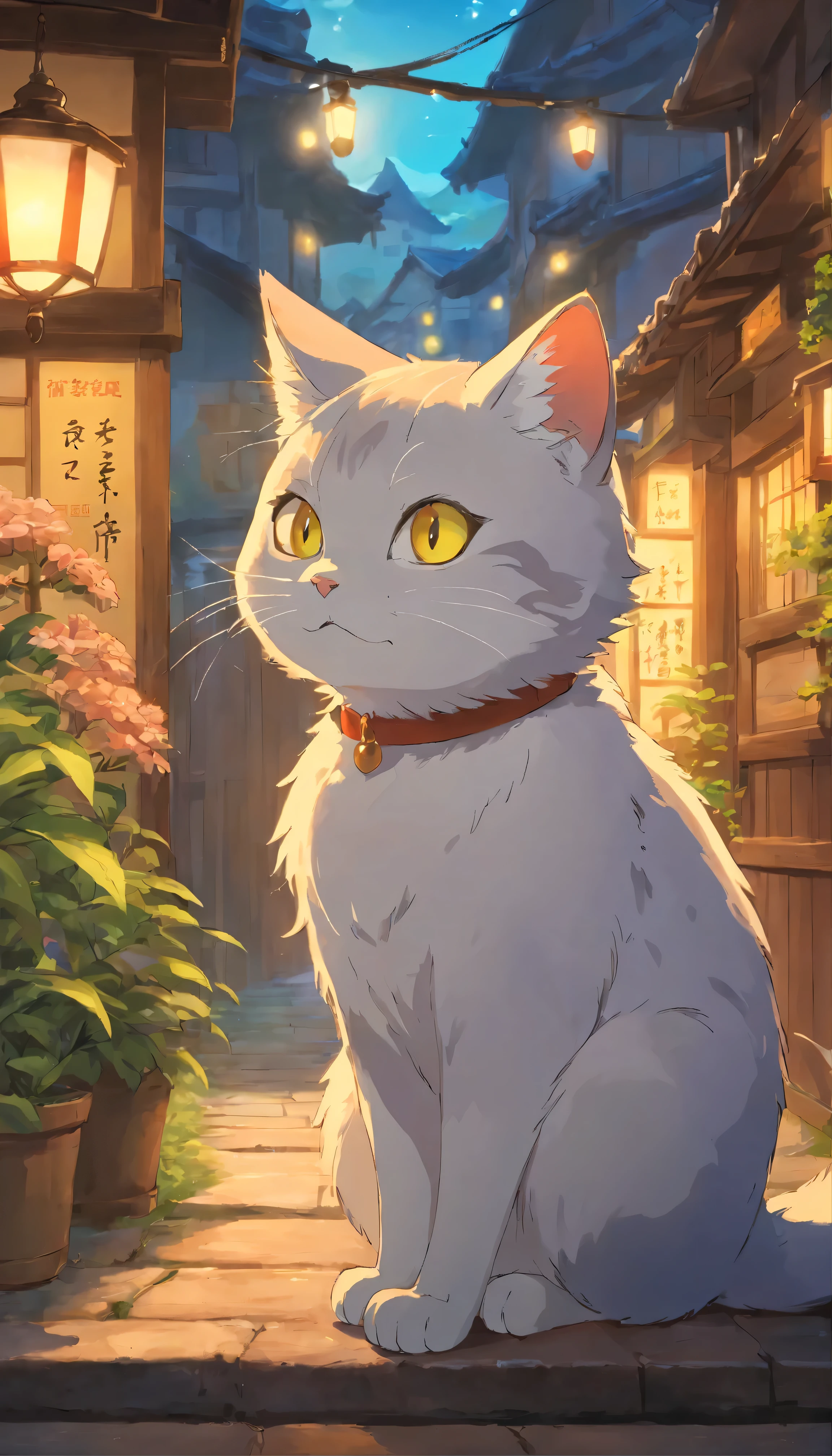 In a dark environment lit only by the soft light of the sharp eyes of an Anthoro male cat、A masterpiece of digital painting unfolds。Dagashi and Yupa、The artwork created by Kiyosan's skilled hands is、Captures all the intricate details of a fluffy, furry character's features、It boasts an absurd resolution。The portrait of the male cat in the anthology is the focus、Short, sleek hair frames an angular face.、They have large, expressive eyes that seem to glow with an inner light.。The panorama that surrounds him、The focus on the characters is secondary.、Intricately detailed、Textured, layered background adds depth and dimension