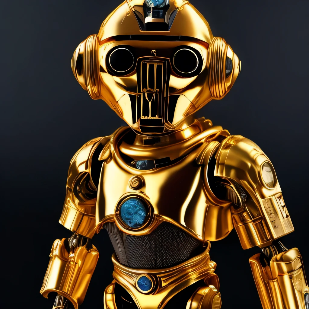 （（（Maya）））there is a gold robot with a big hat on top of a rock, small character. unreal engine 5, highly detailed textured 8 k, highly detailed textured 8k, rendered in redshift, super highly detailed,（armour） super detailed render, created in unreal engine 5, made in unreal engine 5, rendered in unreal engine 5, hyperdetailed fantasy character, sci-fi highly detailed，a close up of a toy figure of a robot with a scarf, c3po, gold sci - fi armour, the golden humanoid robot, the golden cat armor knight, sofubi, goblin, heavy gold obsidian armor, gold obsidian armor, super highly detailed, masterpiece fine details, full body close-up shot, 2023 8 k（（1 little golden man））