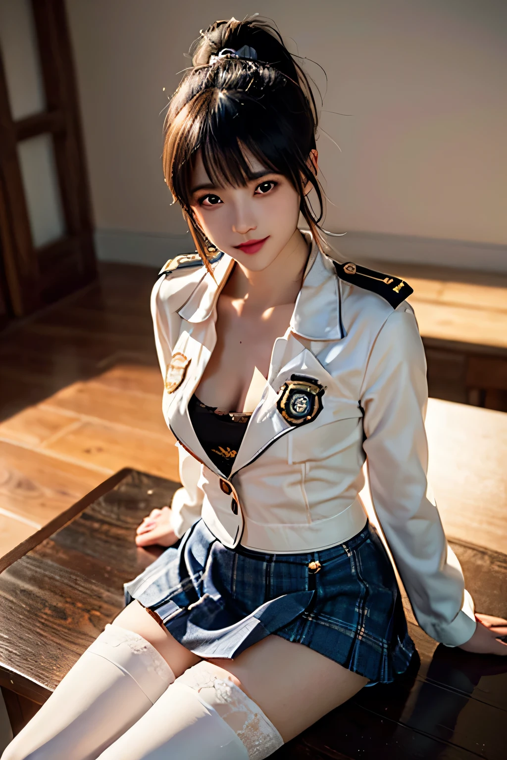 NSFW,(((masterpiece))), (((highest quality))), ((Super detailed)), ((Very delicate and beautiful)), 8K, HDR
, Very delicate and beautiful, High resolution
, Tifa Lockhart, 20-year-old, Ample breasts, Huge Breasts, Accurate human body, Shiny skin, Detailed eyes, Perfect Face, Highly detailed face and skin texture, Perfect body, Narrow waist
, whole body, Are standing, The button on the blouse is undone, (Cleavage:1.8)
, classroom, high school student, uniform, (Glasses), (Navy Blue Blazer), (White blouse), (Her chest is exposed:1.2), Navy blue mini skirt, White loose socks